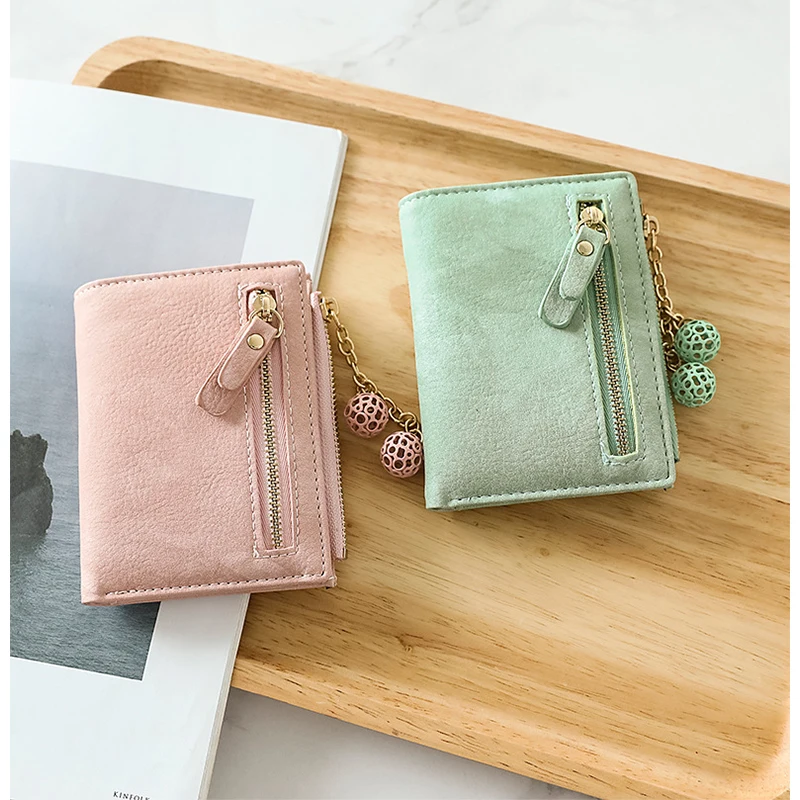 Женский кошелек из искусственной кожи короткий на молнии держатель для