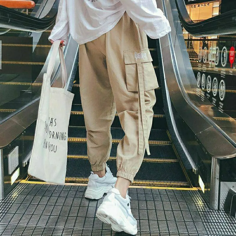 

Women Hip Hop Cargo Pants Cargo Female Harem Pants Streetwear Casual Pants Black Summer Loose Harajuku Pants With Side Pockets