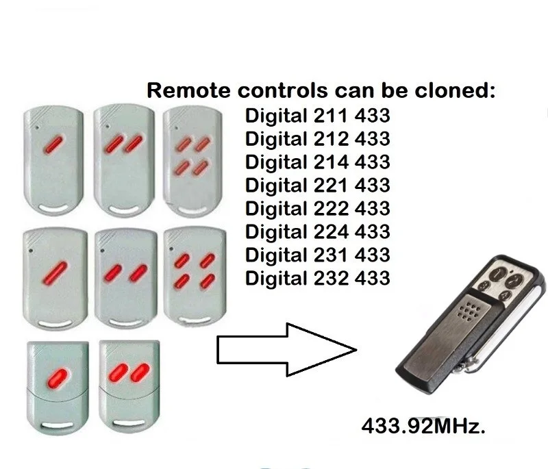 

For duplicator Digital 211 Digital 212 Gate control garage door remote control key 433.92mhz free shipping