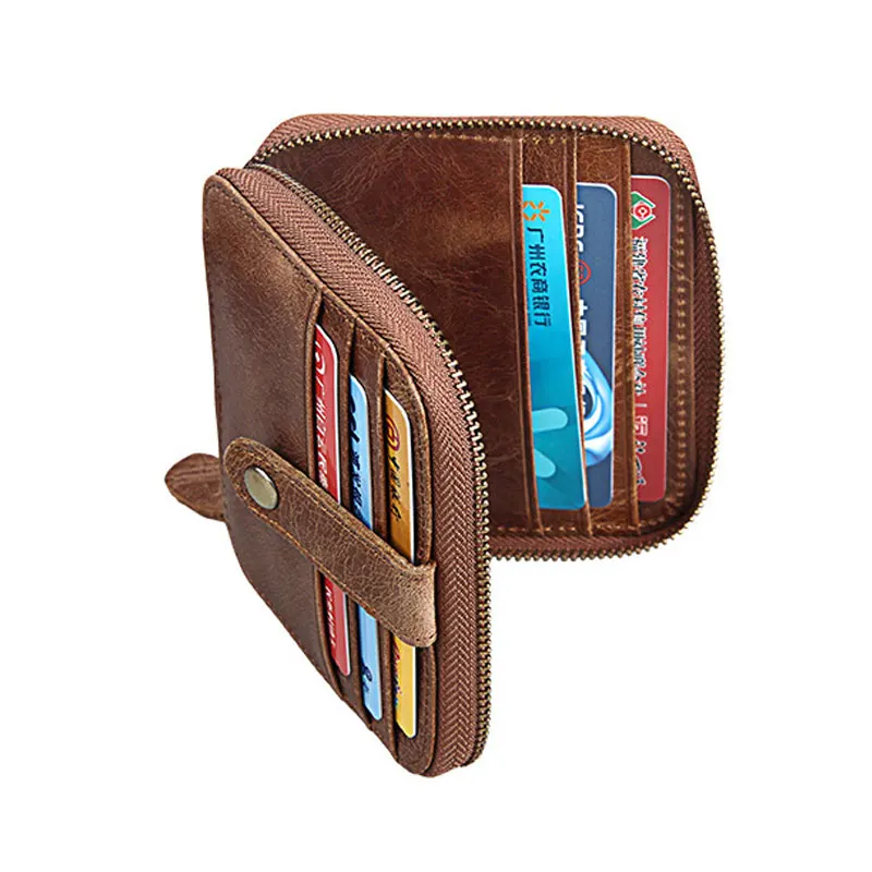 Кошелек для монет мужской из натуральной кожи держатель карт на молнии|Мужские