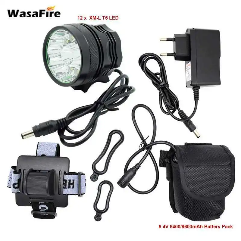 WasaFire 12 * XML T6 светодиодный велосипедный головной светильник передняя лампа 20000lm 2 в
