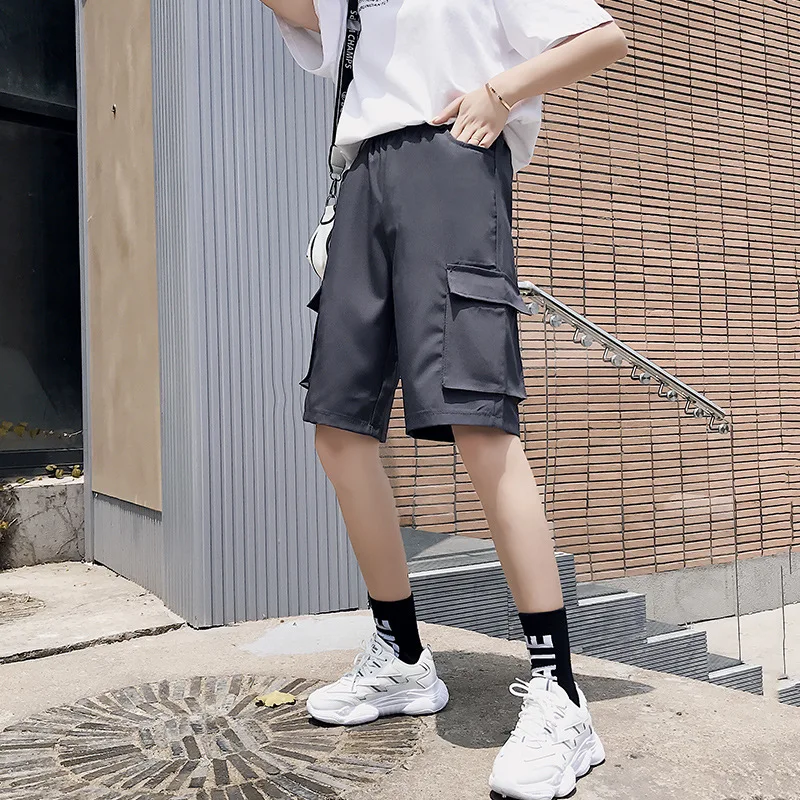 

Summer Elastic Waist Loose Shorts Women Thin Black Short Shorts High Waist Ladies Shorts With Pocket Shorts Feminino