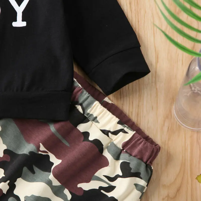 

2020 New Fashion Toddler Kids Baby Boy T-Shirt Tops Camo Long Pants 2PCS Outfits Clothes Set 2PCS