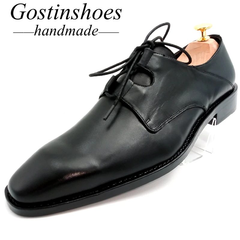 GOSTINSHOES/Мужские модельные туфли ручной работы черные деловые Дерби из натуральной
