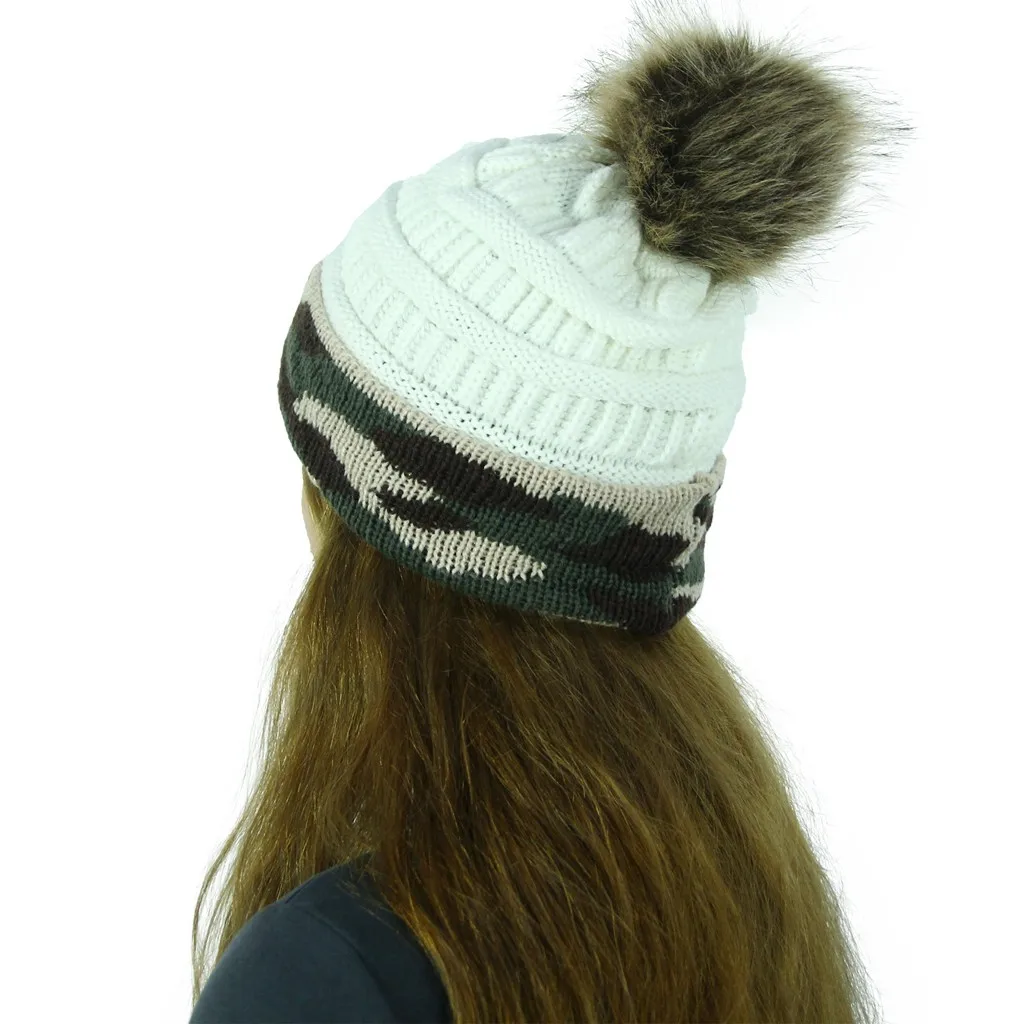 Женская камуфляжная простроченная шапка дамские уличные плюшевые шапки с