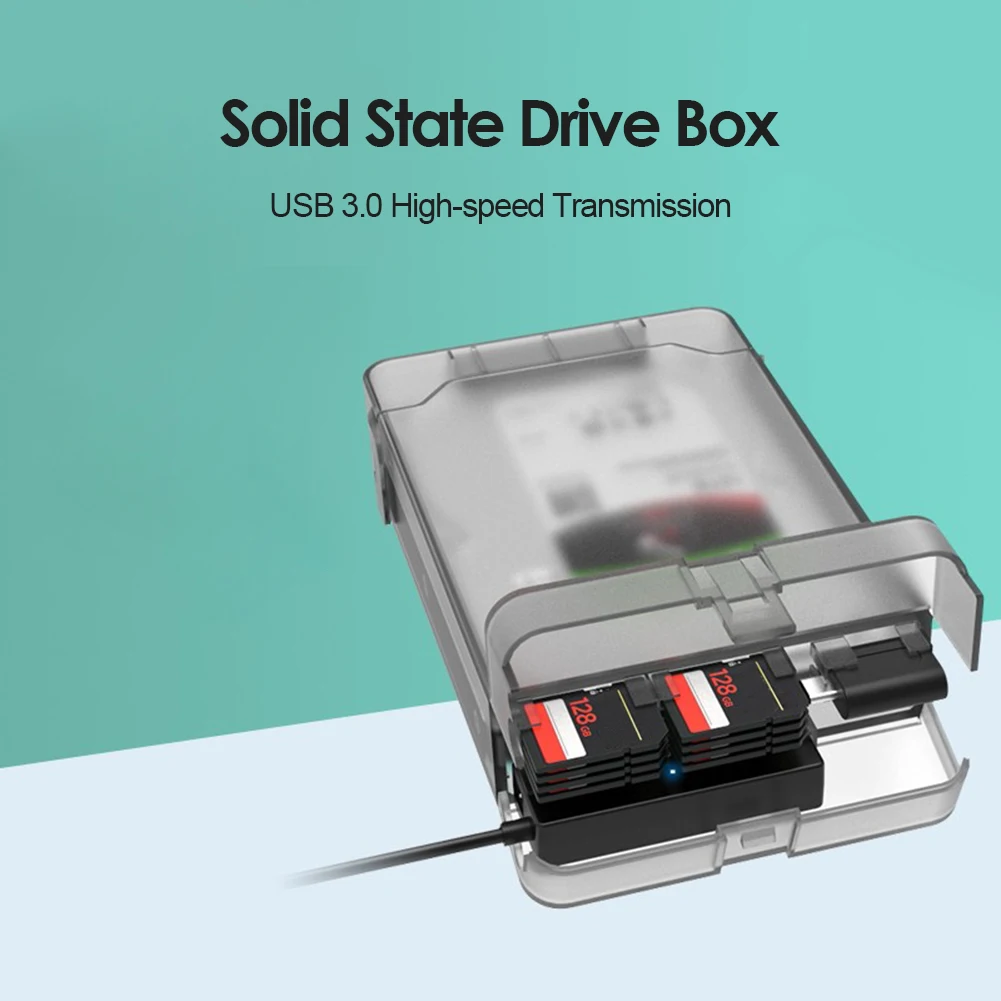 

2.5 3.5 External HDD SSD Hard Drive K10435 SATA III to USB 3.0 Adapter Enclosure HDD Case with USB Cable Pouch New