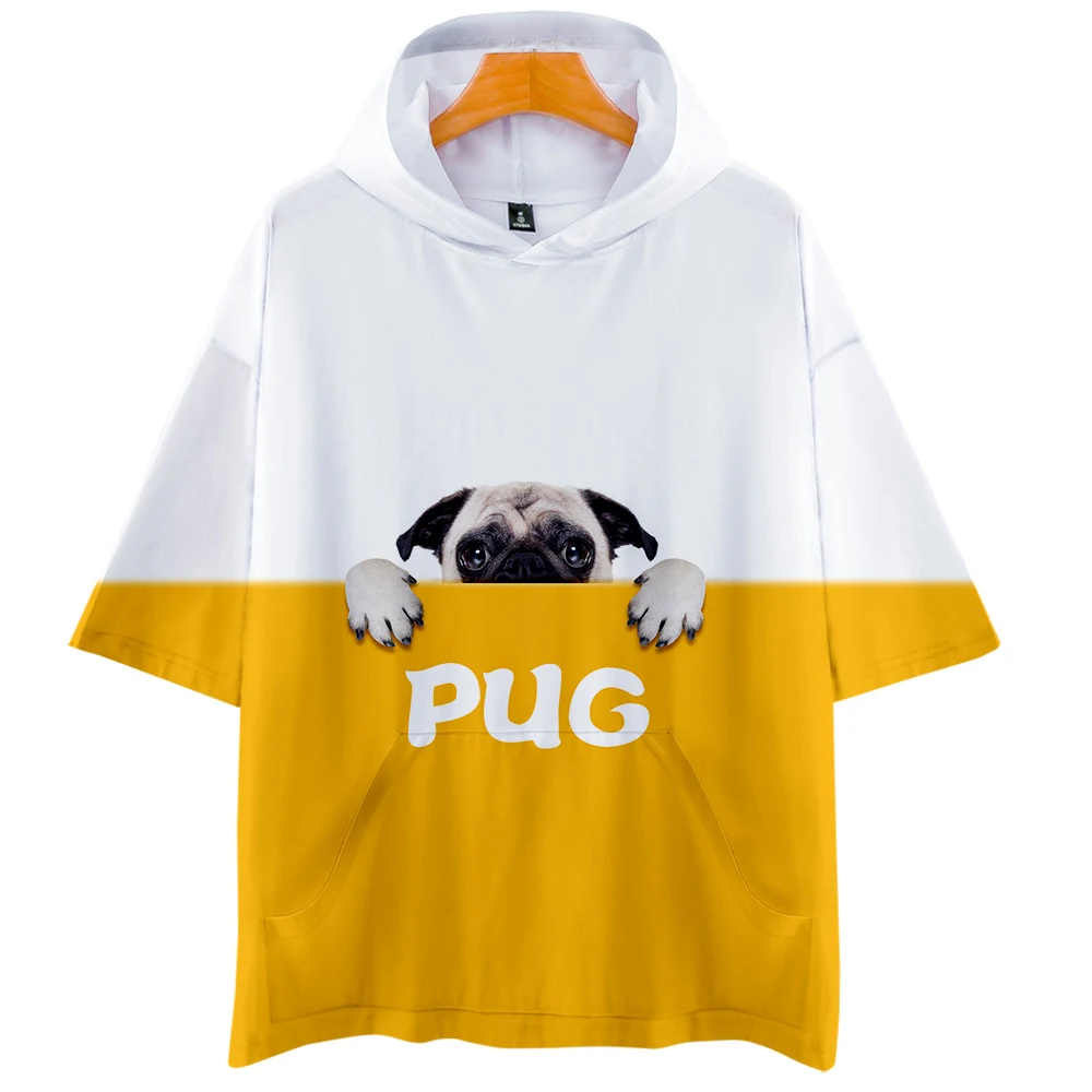 

Футболка с коротким рукавом в стиле мопса, летняя футболка с Мужская 3D футболка, худи в стиле Харадзюку, топы с воротником, Прямая поставка