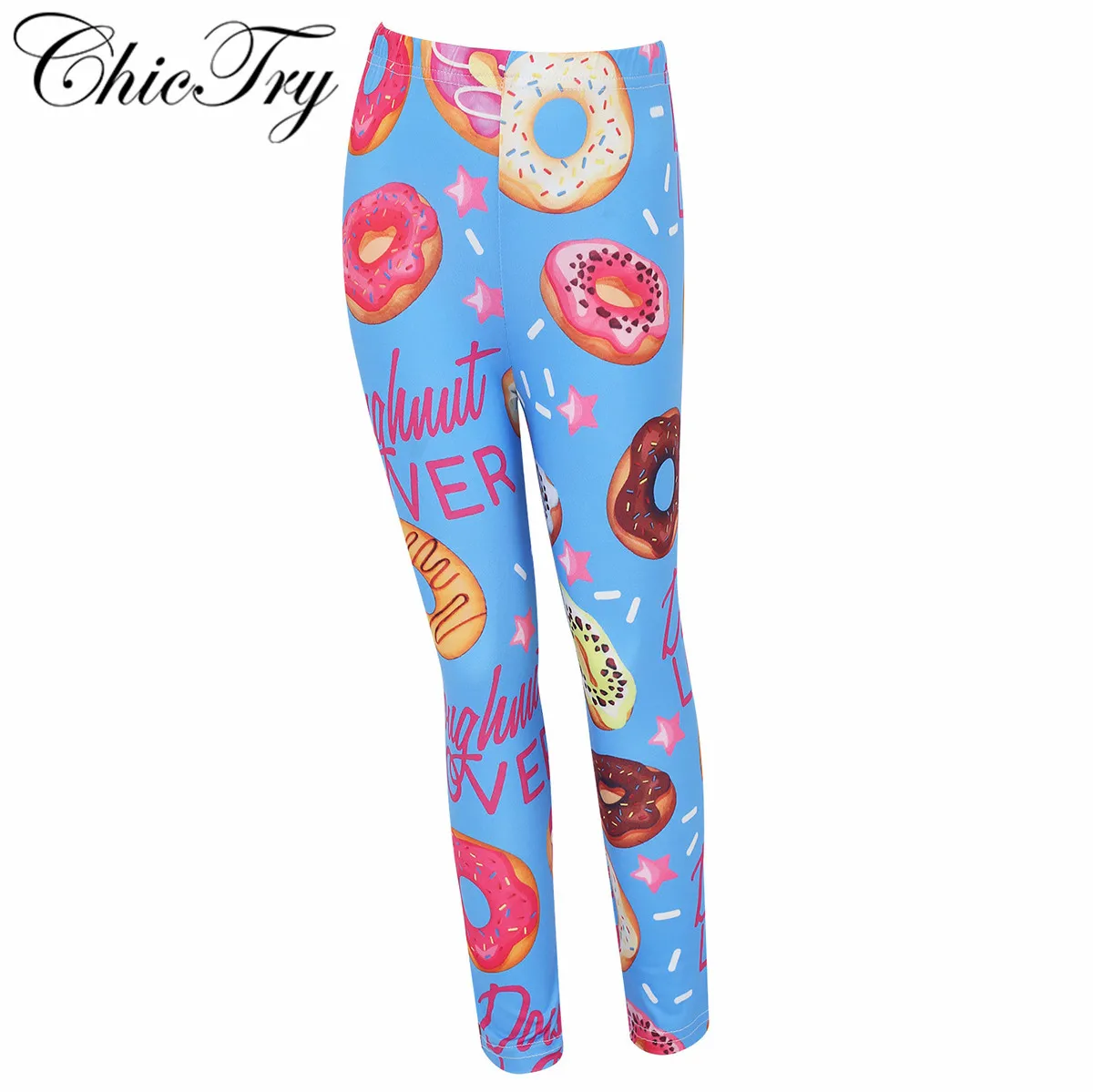 Леггинсы Детские эластичные длинные с принтом по всей длине для танцев и