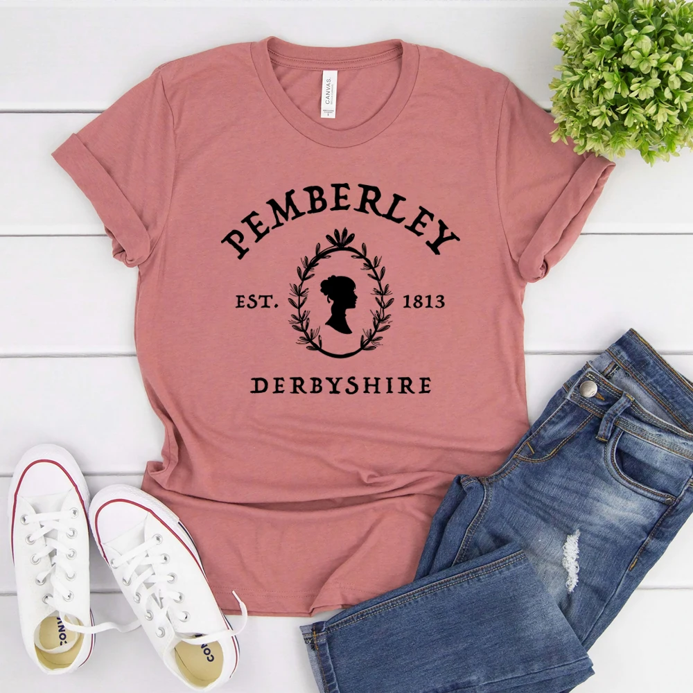 Jane Austen Shirt Pride and Prejudice T-Shirt Pemberley Shirts Book Lover Tees Vintage Feminist Tops
