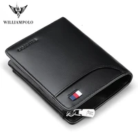 williampolo short wallet men slim credit card holder genuine leather zipper multi card case slots cowhide leather wallet