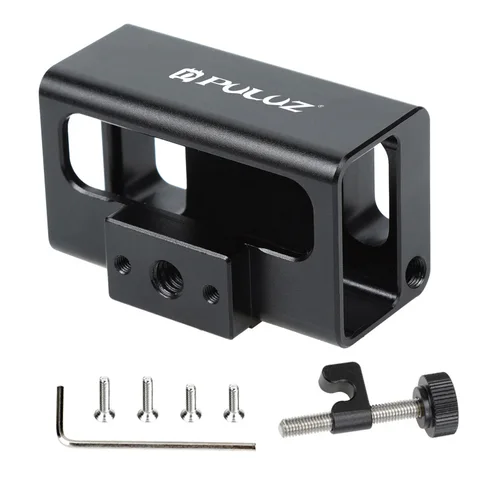 Адаптер для микрофона PULUZ, защитный чехол из алюминиевого сплава с ЧПУ для GoPro HERO7 /6 /5 (черный)