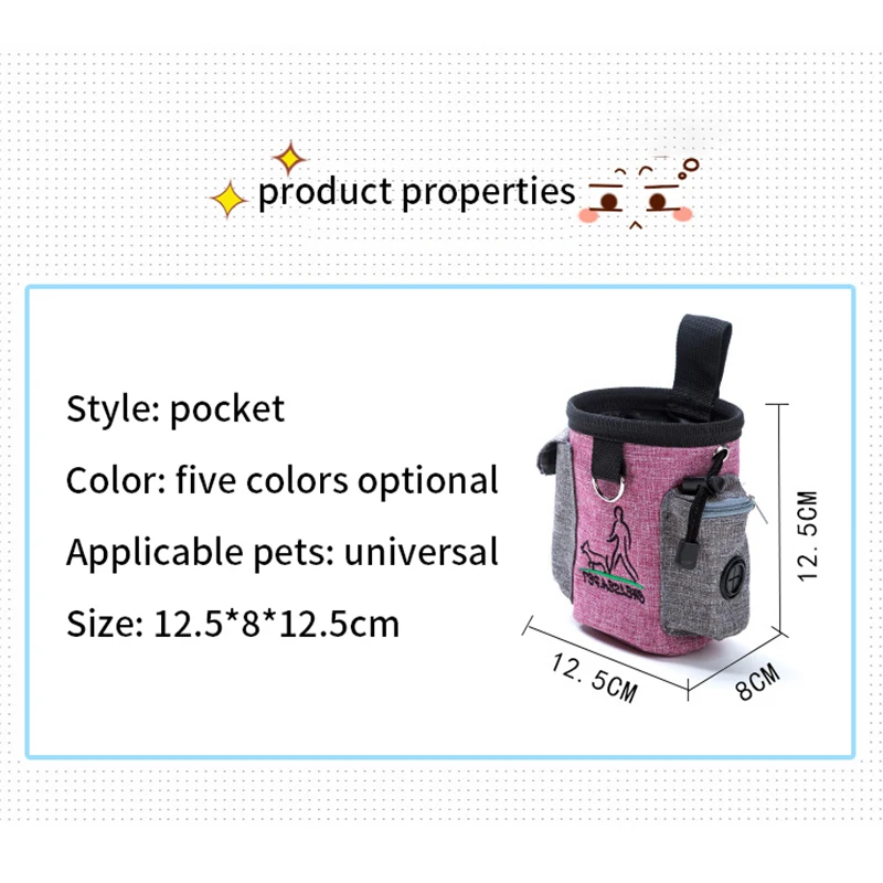 

Portable Pet Dog Treat Pouch Dog Detachable Pup Feed Pocket Outdoor Training with Waist Bag Puppy Snack Reward Dogs Pet Supplies