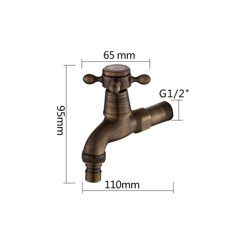 

Retro Tap Brass Wall Mount Bibcock Decorative Outdoor Garden Faucet Washing Machine Mop Luxury Antique WC Taps Torneira parede