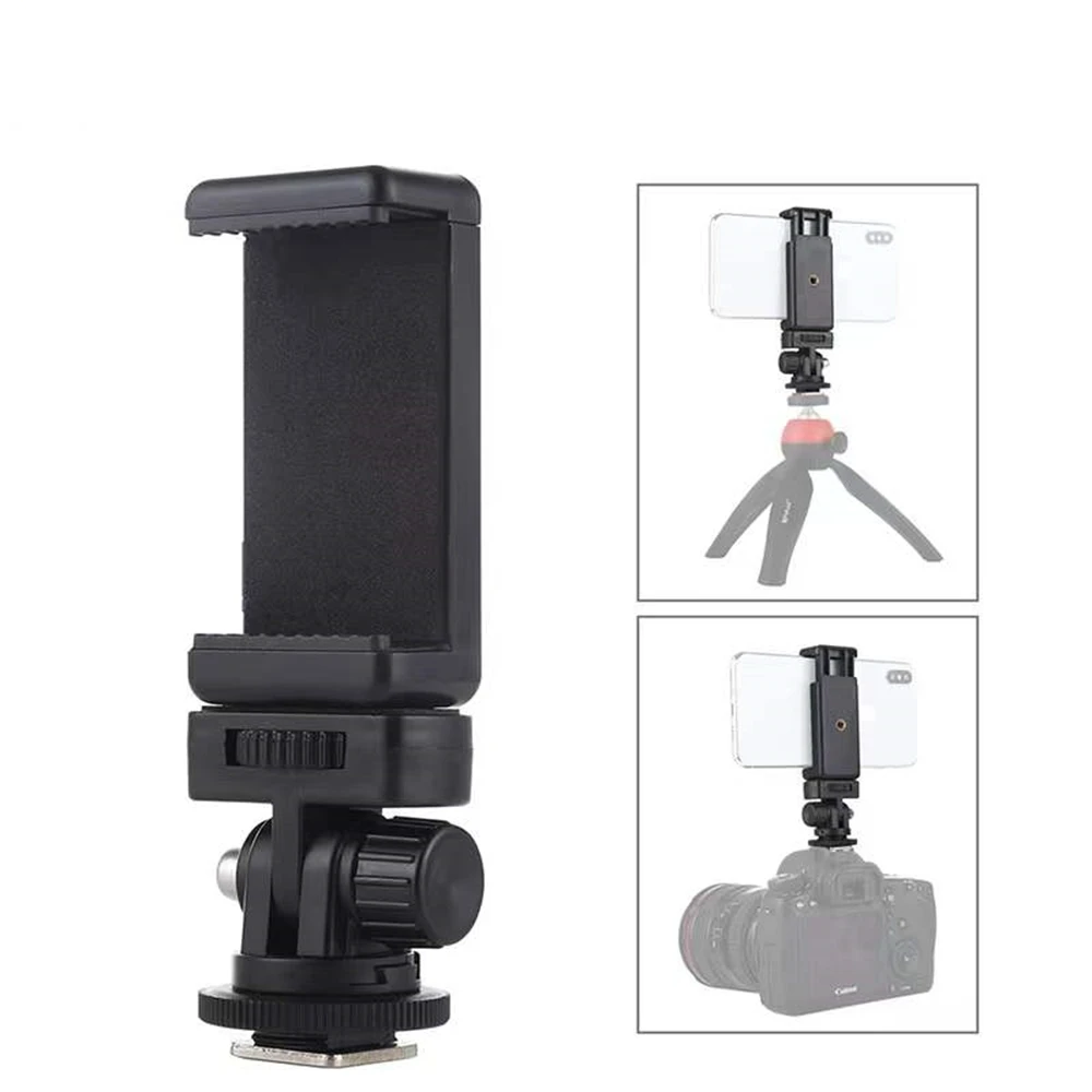 

Camera Hot Shoe Phone Holder Monitor Flexible Tripod Adapter w Cold Shoe Mount for iPhone Samsung Canon Nikon Sony DSLR Camera