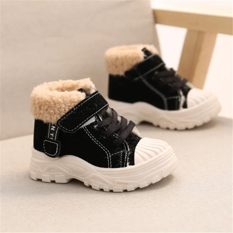 

Children Warm Martin Boots 2021 Winter New Boys Plus Thicken Velvet Cotton Shoes Girls Waterproof Short Boots Baby Cotton Boots