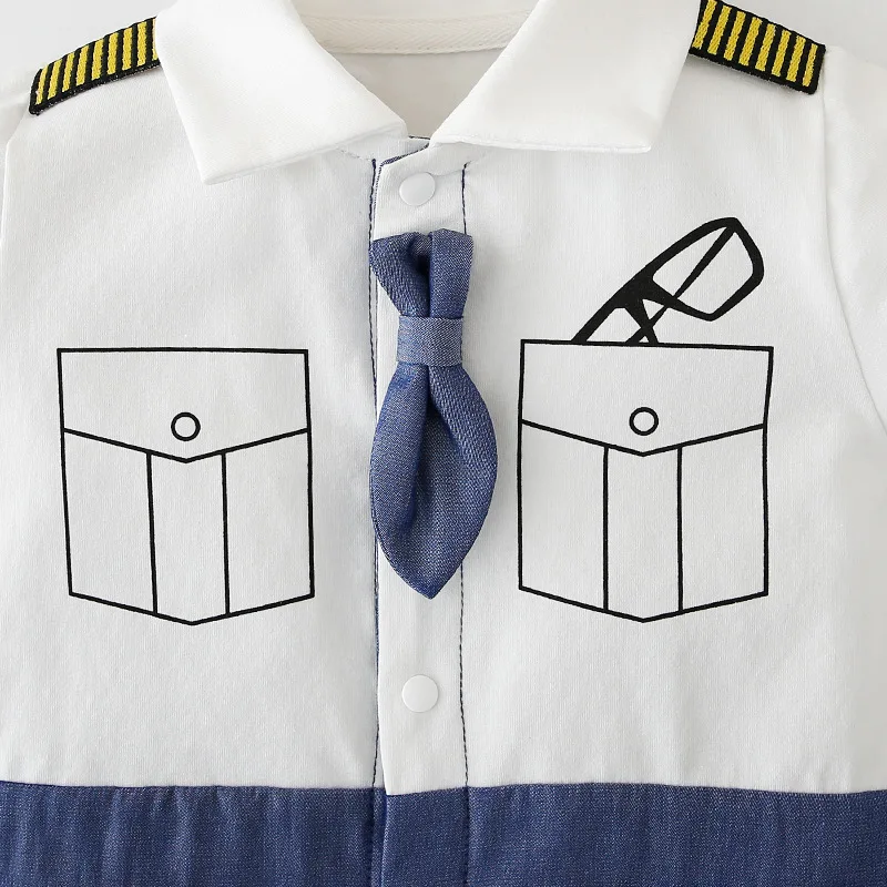 

Baby Boy First Birthday Outfit Infant Sailor Navy Wind Romper Toddler Boys Gentleman Jumpsuit Summer Outfits For 6-24 Months