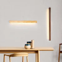 Hartisan Wooden Long Strip Wall Light 60CM 80CM LED Modern Simplicity Linear Wall Lamp Bedroom Home Decor Lighting Mirror Lights