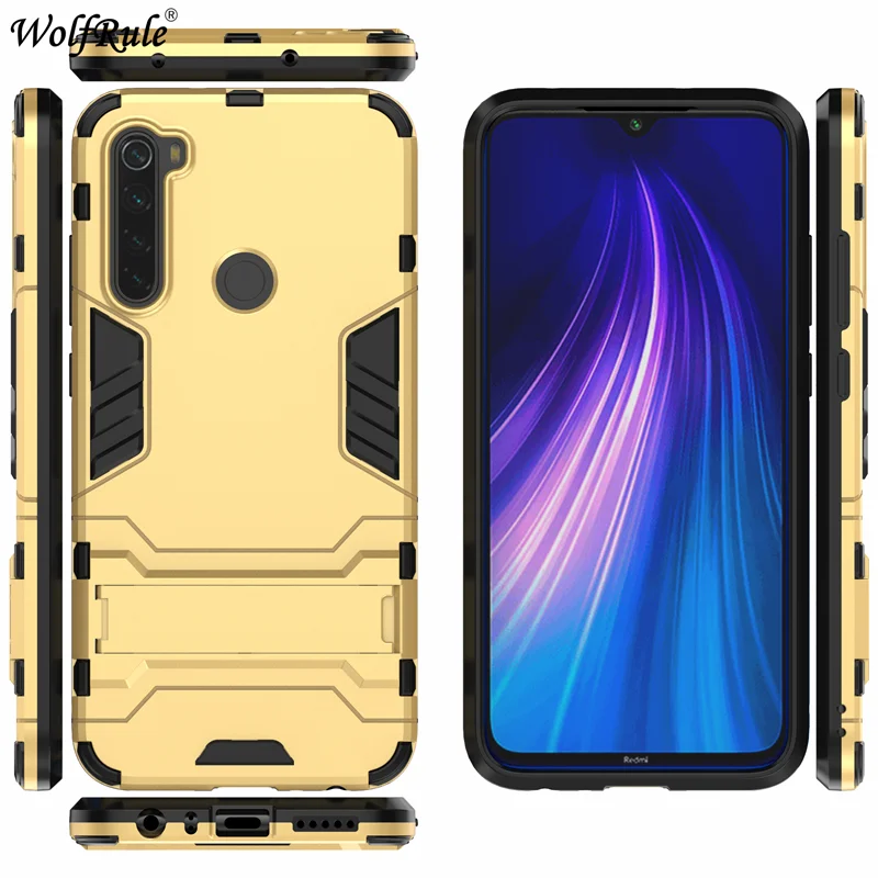 Чехол для Xiaomi Redmi Note 8 Чехол ударопрочный каучук силиконовый бронированная крышка для Xiaomi Redmi Note 8 чехол Redmi Note 8 чехол - Цвет: Gold