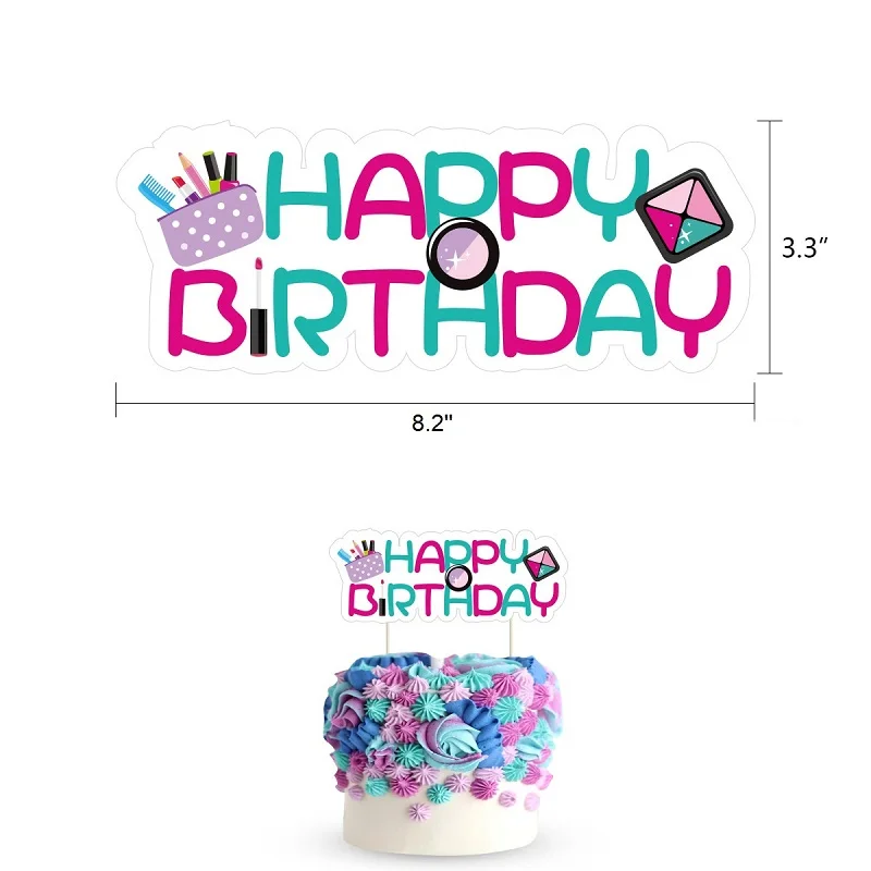 New Girl Makeup Theme Party 27Pcs/Set Banner Sequined Balloon Cake Topper Honeycomb Lipstick Red Lips Desktop Decoration Grow Up | Дом и сад