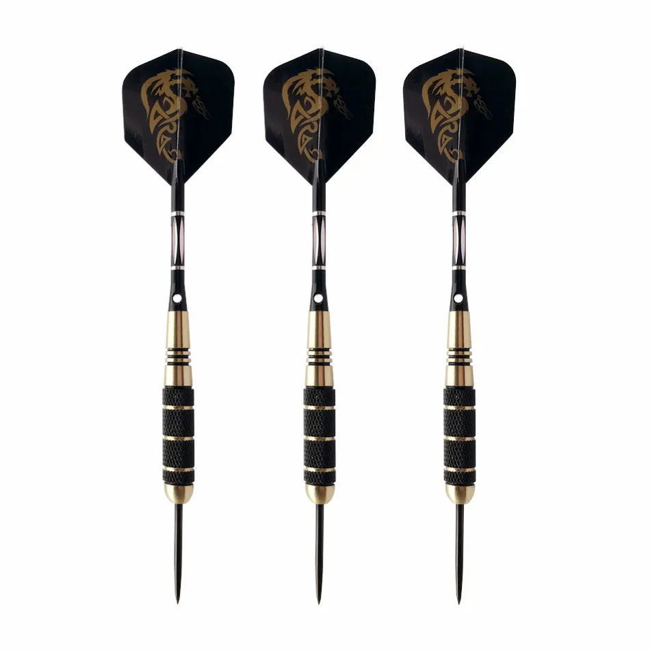 

Todays Gift 6 Pieces/set Of Professional Darts 16.5cm24g Black Gold Steel Tip Darts Gift Box Set And Aluminum Dart Rod