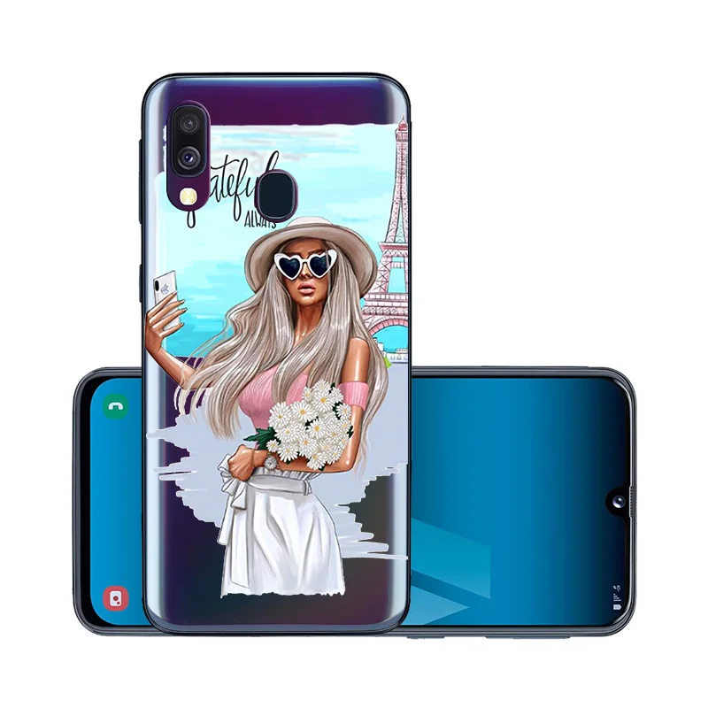 Модный мягкий чехол из ТПУ с рисунком супер мама девочка ребенок для Samsung A40 A 40