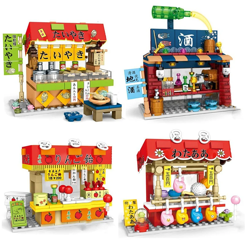 

Создатель города японский Вид из окна барбекю магазин суши машина для изготовления ледяной магазин Ramen музей конструкторных блоков, Детские кубики, игрушки для детей