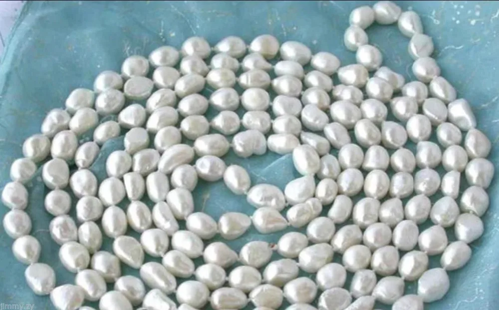 

Hot sale gBNEW long 46" 8-9mm baroque white freshwater pearl necklace AA