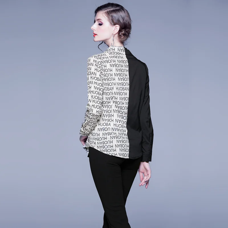 2020 Новая модная блузка с длинным рукавом и принтом женские топы повседневная
