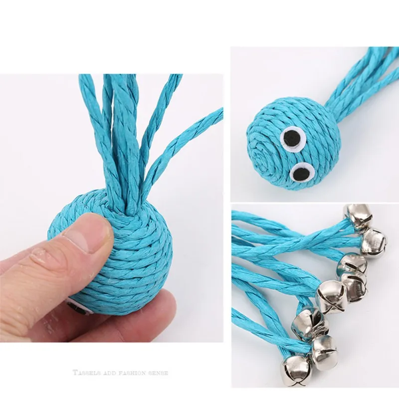 Детские Осьминог сотканный Бумага веревка устойчивое к царапинам Pet игрушка с