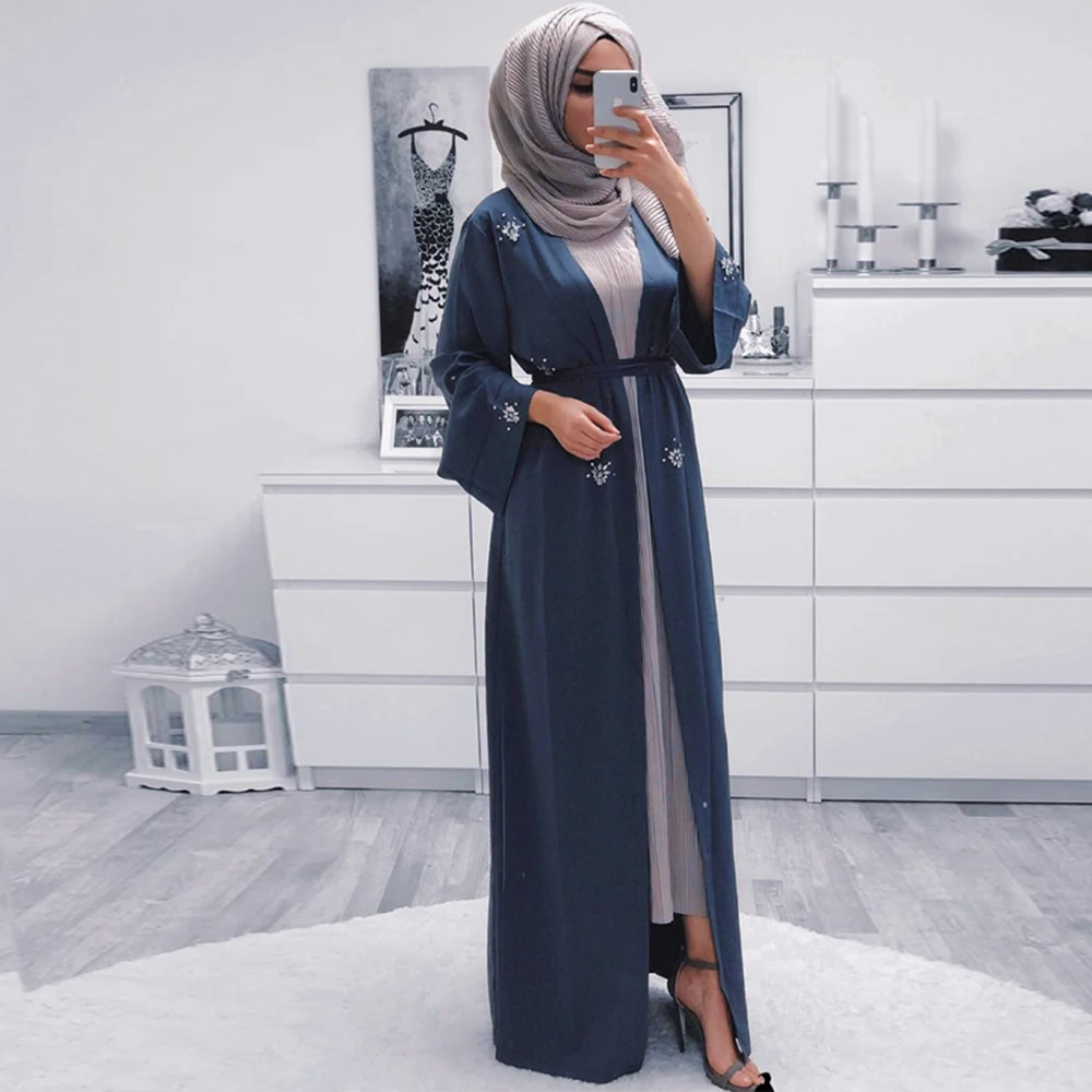 

Ramadan Eid Open Abaya Dubai Kimono Cardigan Muslim Hijab Dress Kaftan Turkey Islam Clothing Abayas For Women Robe Longue Femme