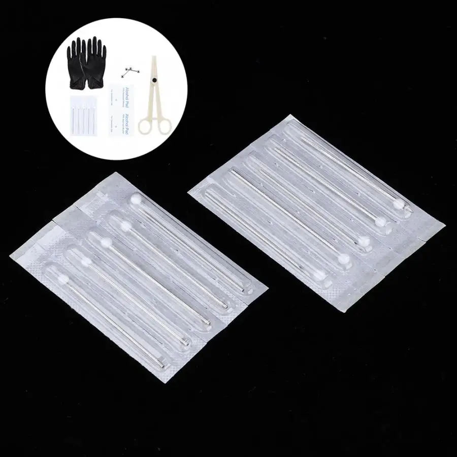 Набор инструментов для пирсинга тела комплект из 11 предметов иглы носа пупка