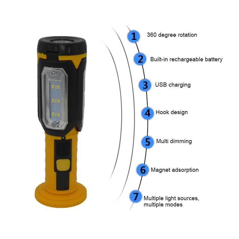 LEDUSB зарядный рабочий светильник многофункциональный поворотный для осмотра