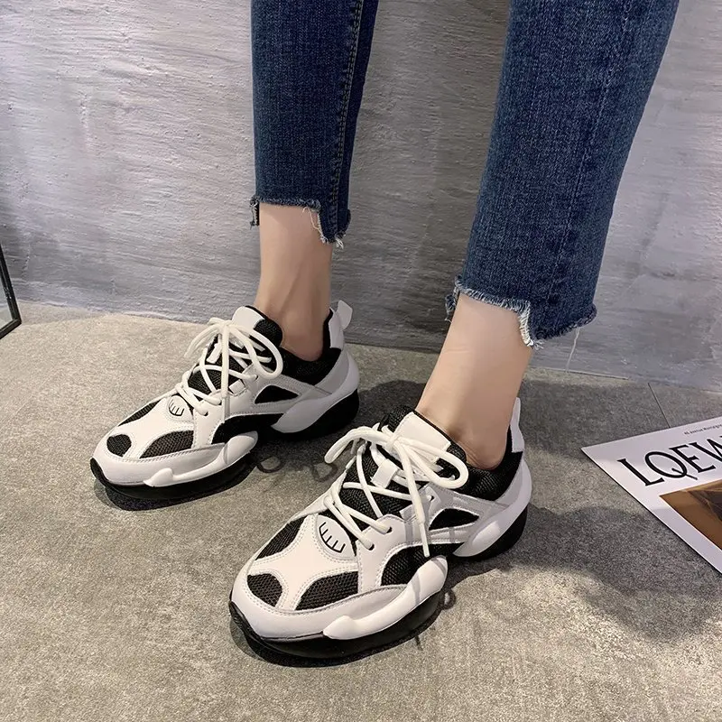 

Spring/Autumn 2020 new fashion daddy shoes women thick bottom increased lace up wild breathable sports casual shoes X086