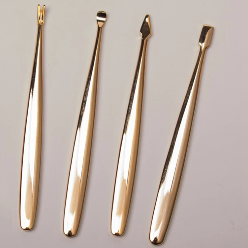 

Golden Manicure Set Nail Cuticle Pusher Clipper Scissor Tweezer Picker Pedicure Knife Stainless Steel Nail Art Tools