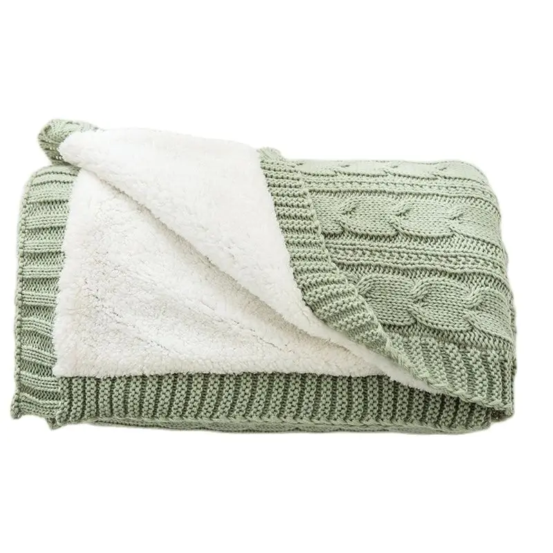 

New Cashmere Thicken Knitted Blanket Nordic AB Side Warm Solid Khaki Grey Throw Bedspread Winter Sofa Chair Bed Cover120*180cm