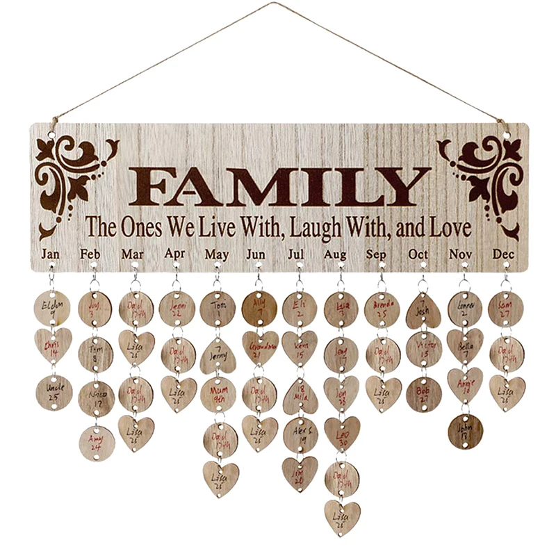 Calendars Wooden American Country Style Calendar Listing Family Birthday Reminder Message Board Plaque Wall Hangings Decoration | Дом и сад