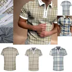 Мужская Однотонная рубашка-поло, Повседневная модная рубашка с отложным воротником и коротким рукавом, с сетчатым принтом, лето 2021