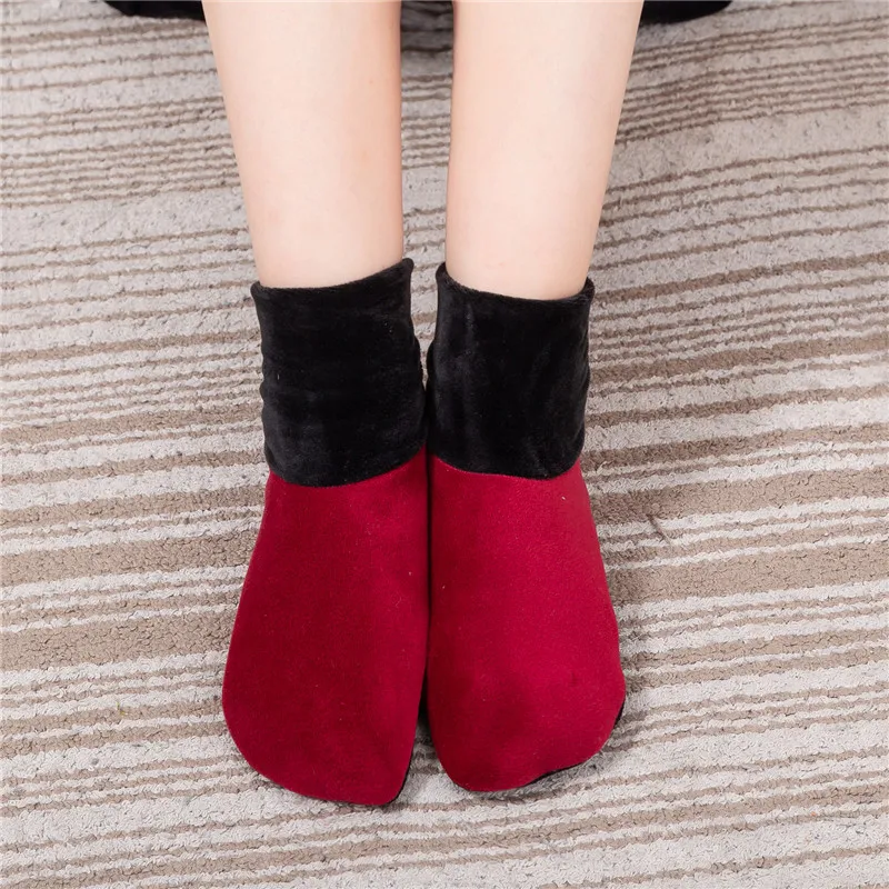 Одна пара осенние теплые бархатные носки унисекс эластичные нескользящие