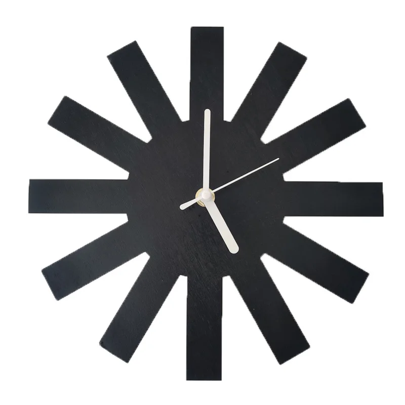 

25CM Wood Wall Clock New Creative Sunflower Shaped Silent Wall Hanging Clocks Living Room Office Decorations Home Wall Decor