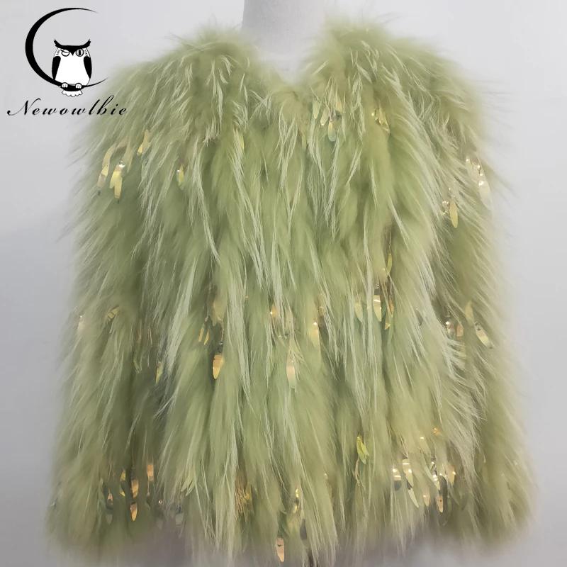 2022 Natural Fur Women Coat Soft Real Fur Coats Raccoon Jackets Female Plush Beading Overcoat Outerwear real fox fur coat