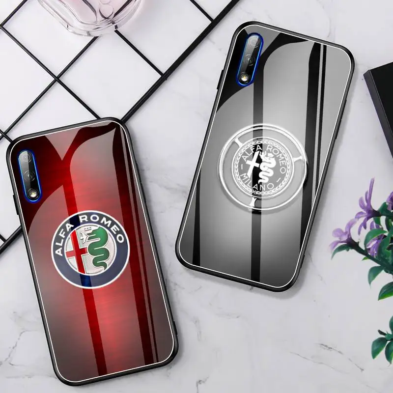 

Super Car Alfa Romeo Logo Phone Case Glass Fundas For Huawei P20 P30 Lite Mate 9 10 20 Pro Nova 3i 5 3E Cover Accessories