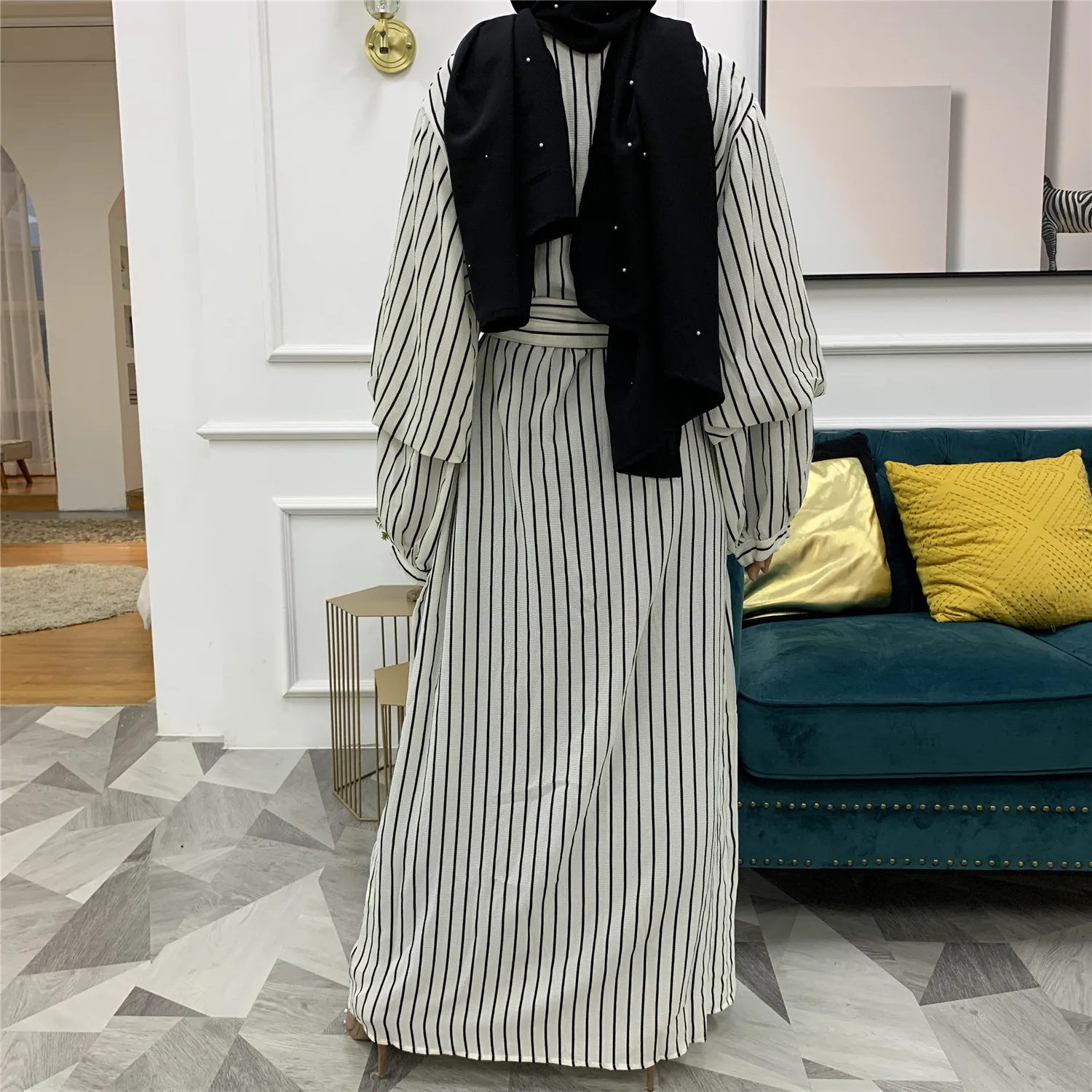 

Donsignet Muslim Fashion Plus Size Women's Heap Sleeve Slim Dress Middle East Eid Duabi Abaya Turkey Ramadan Robe Muslim Dress