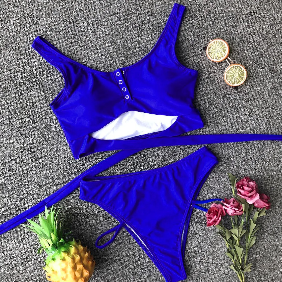 

Two Pieces Bikini 2021 Solid Bandage Swimsuit Women Swimwear Push Up Bikini Set Biquini Summer Beach Bathing Suit Swim Wear