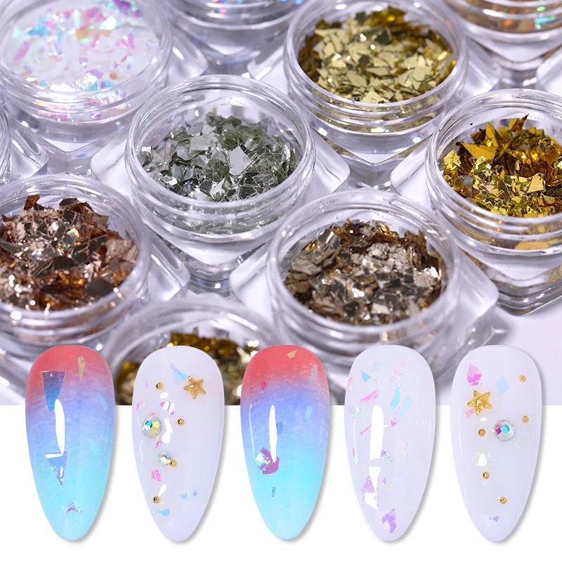 1 коробка конфеты стеклянная бумага неправильные Блестки для ногтей 3D дизайн