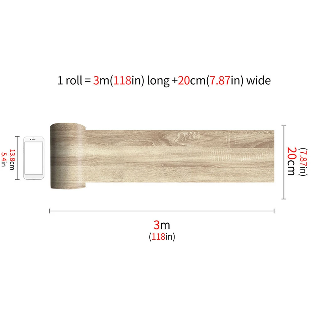 

1 Roll PVC Wood Grain Floor Waterproof Self-adhesive Stciker DecalWall Decoration Wallpaper Home Decoration 20*300cm