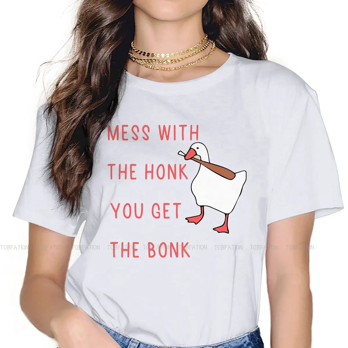 

Untitled Goose Game Funny Game Crewneck TShirts You Get The Bonk Personalize 4XL 5XL Woman's T Shirt New Trend Clothing