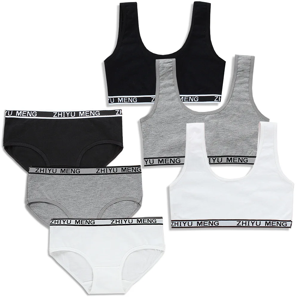 Teenagers Girls Lingerie Cotton Underwear Sets Kids Young Training Bras Crop Top 8-14 Years | Мать и ребенок