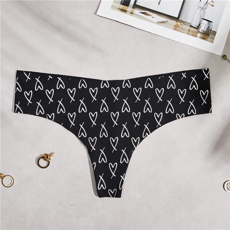 thong black-love Exclusive new Sexy Seamless Briefs Fashion pink letters printing Women Panties Low Waist Briefs woman Underwear M/L - Цвет: thong black-love