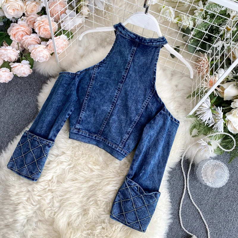 Женский комплект из двух предметов DEAT винтажный джинсовый Топ без бретелек с