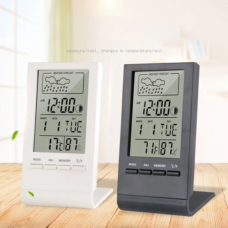 LCD Digital Thermometer Hygrometer Alarm Clock Calendar Weather Station Desk Temperature Humidity Meter Barometer Indoor | Инструменты